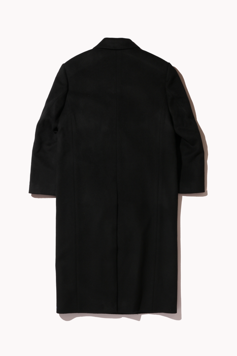 Unisex Tailored Double-Breasted Wool Coat in Black