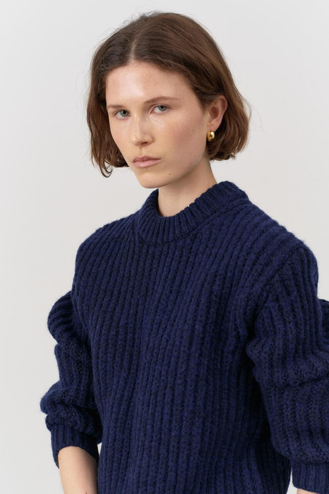 Unisex Intarsia Sweater in Navy