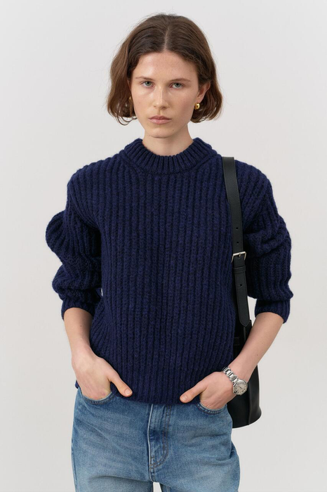 Unisex Intarsia Sweater in Navy