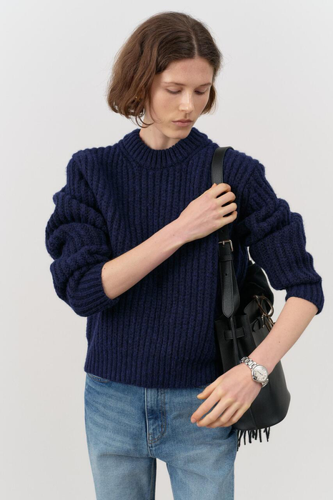 Unisex Intarsia Sweater in Navy