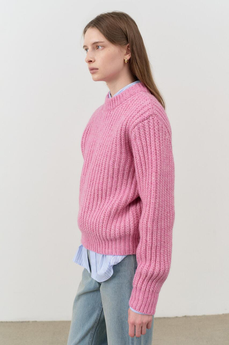 Unisex Intarsia Sweater in Pink