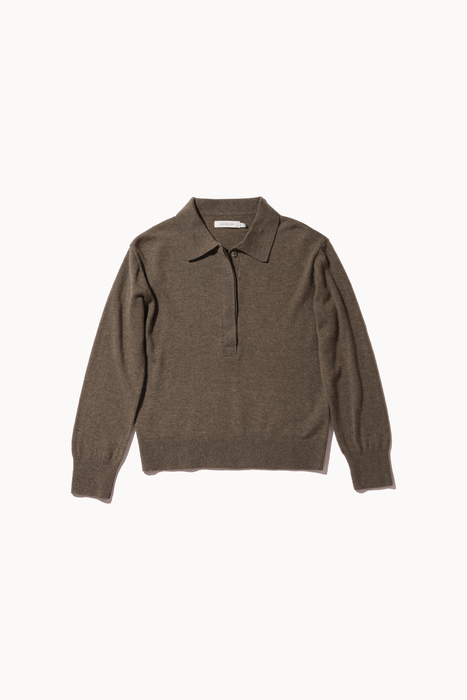 Cashmere Blend Polo Sweater in Griege