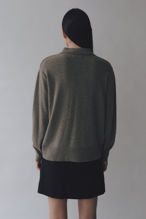 Cashmere Blend Polo Sweater in Griege