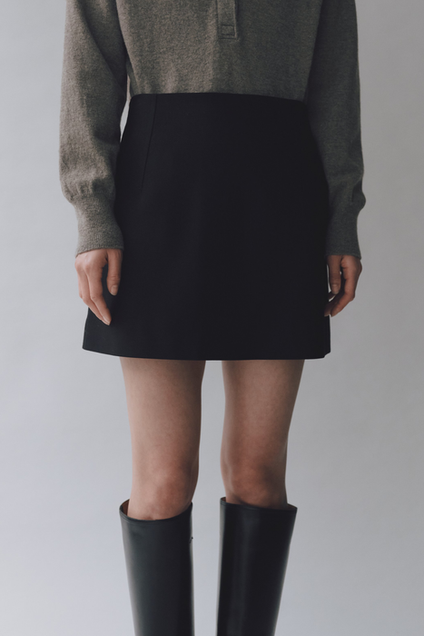 Wool Blend Mini Skirt in Black