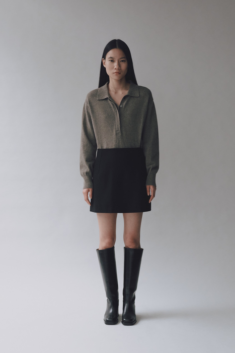 Wool Blend Mini Skirt in Black