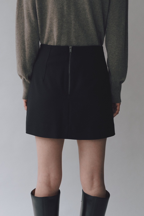 Wool Blend Mini Skirt in Black