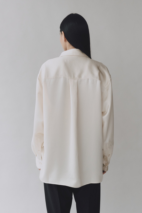 Oversized Satin Shirt in Cream