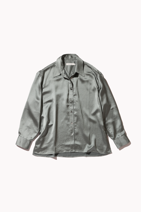 Oversized Satin Shirt in Mint