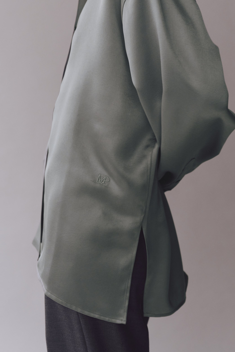 Oversized Satin Shirt in Mint