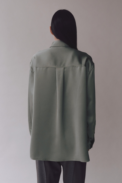 Oversized Satin Shirt in Mint