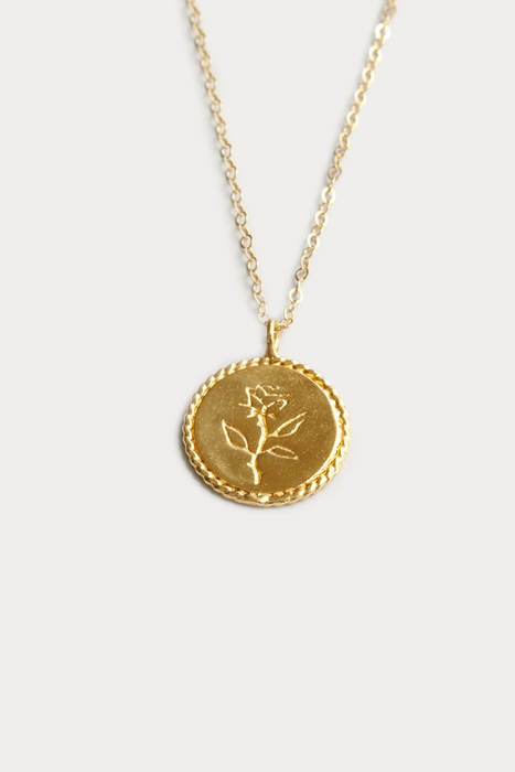 Rose Coin Necklace in Gold