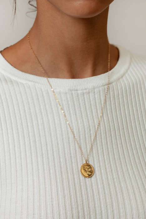 Rose Coin Necklace in Gold